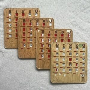 Set of 4 Vintage Pla-mor Bingo boards
